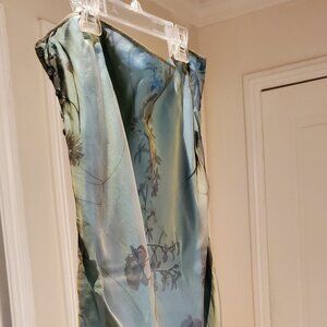Tahari Teal / Brown Silk Skirt - Like New